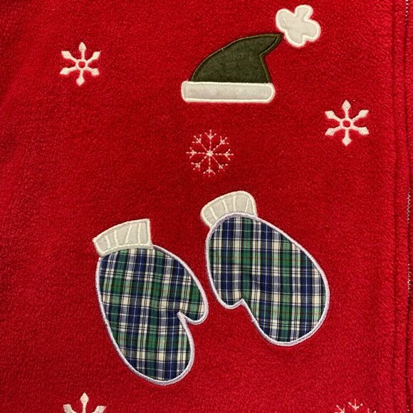 Ugly Christmas Sweater Red Mittens Hats Snowflakes Fleece Vest - Picture 4 of 10